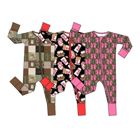 Source Leading Factory New Design Custom Printed Bamboo Viscose Oem Odm Soft Baby Pajamas Cute Infant Zipper Baby Rompers For Spring Newborn Sleepers Verified Wholesale