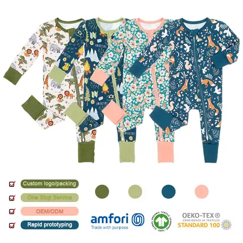 Manufacturer China Top Bamboo Shorties Bamboo Pyjamas Bamboo Baby Zipper Romper Custom Bamboo Baby Pajamas Bamboo Baby Bodysuit Bamboo Onesies Baby Clothes Bamboo Baby Pajamas