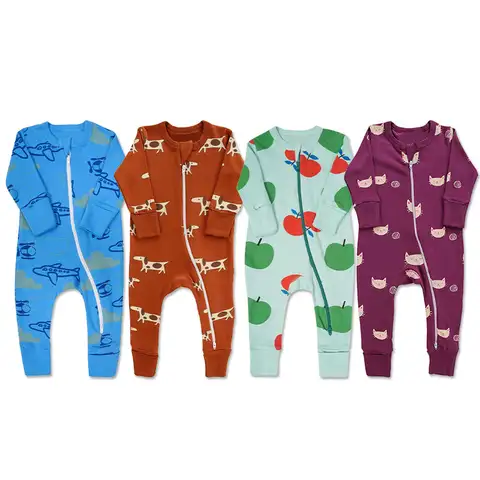 Wholesale Verified Manufacturer Top OEM Read To Ship Random Print Bamboo Baby Pajamas Mystery Box Custom Baby Bamboo Romper Blind Box Pankai Bamboo Sleepers